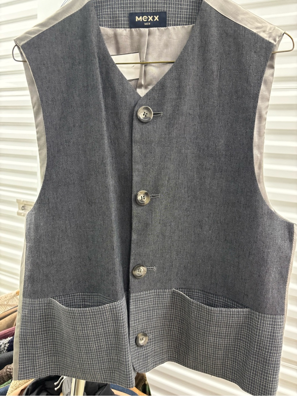 Mexx Men's Gray Two-Tone Button Vest